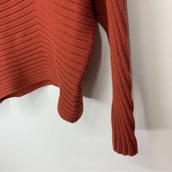 Philosophy Burnt Orange Wide Ribbed Dolman Sleeve Cowl Neck Stretchy Sweater XS - Picture 5 of 16
